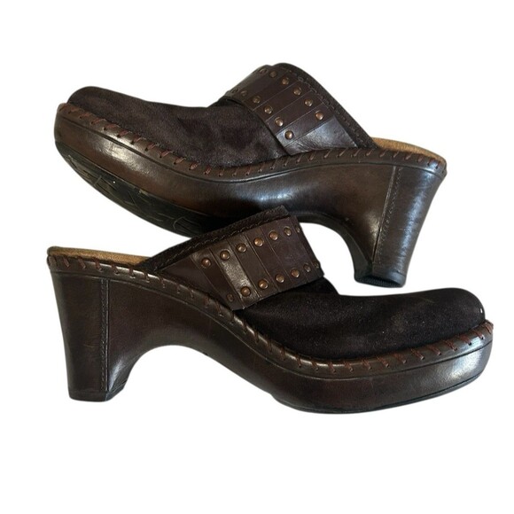 Nurture Women Clog Mule Wedge Studded Brown Suede Slip On Comfort Sandals 7M - Picture 1 of 15